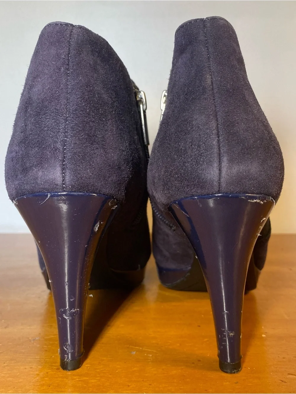 Bandolino Women's 10 Cambria Platform Ankle Booties Navy Blue Suede Stiletto
